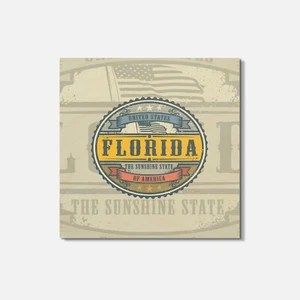 Florida USA State Retro Vintage 4'' X 4'' Square Wooden Coaster - Picture 1 of 3