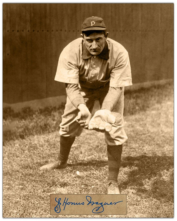 Reproducción Fotográfica Restaurada Honus Wagner 8" x 10" con Autógrafo Reimpreso Foto 1 de 1