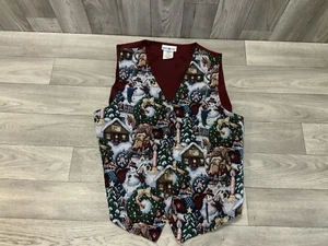 Gilet gilet donna bianco arazzo cervo invernale scena natalizia taglia large - Foto 1 di 16