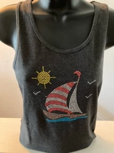 Women LAT Summer Pullover Sleeveless Tops Casual Loose Summer Tank Shirt - Picture 1 of 2