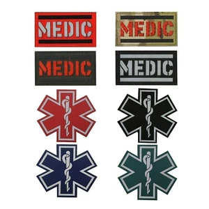 8Pcs Reflective IR MED Medic Star of Life First Aid Rescue EMT Hook Loop Patch - Picture 1 of 24