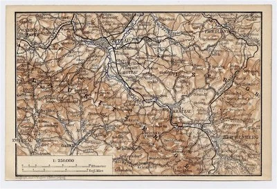 1886 MAP OF ZITTAU RAICHENAU BOGATYNIA FRYDLANT POLAND GERMANY BOHEMIA CZECH REP - Image 1 of 3