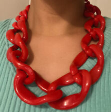 21” Acrylic Big Red Curb Link Chain Chunky Statement Necklace