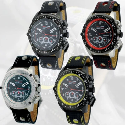 GTO TIME Montre sport homme analogique à quartz bracelet cuir étanche chronographe GTO R