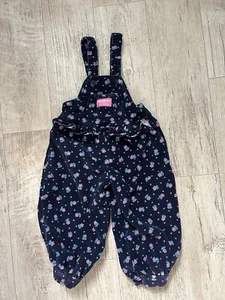 Vintage Osh Kosh Bubble Overalls Floral Ruffel Corduroy Jumper USA 3T - Picture 1 of 8