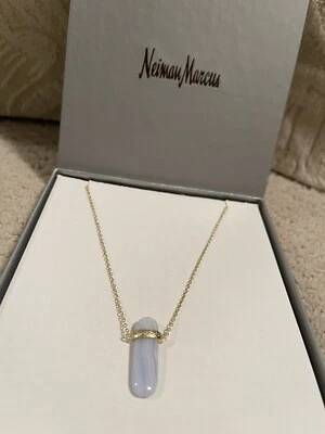 COLLAR COLGANTE PIEDRA VERTICAL MARCIA MORAN CHAPADO EN ORO 18K: NUEVO SIN ETIQUETAS, Nuevo en Caja Foto 1 de 4