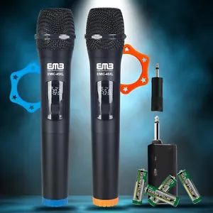 Wireless Microphone Dual Handheld 2 x Mic Cordless Receiver for Church / Karaoke - Picture 1 of 8