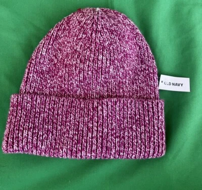 OLD NAVY Adult Knit Wide Cuff Winter Two Tone Pink Beanie One Size NWT - Изображение 1 из 4