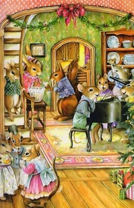Grußkarte* Kunstlerkarte * Soziale Gesellschaft der Tiere bei ei * Susan Wheeler - Bild 1 von 2