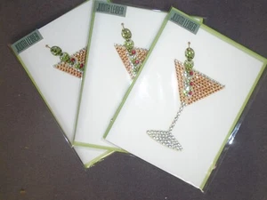 3 Papyrus Judith Leiber Birthday Cheers Martini Jeweled Greeting Card Art New - Picture 1 of 8