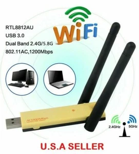 1200Mbps USB Wifi Long Range Dual Band 5GHz Wireless Adapter Antennas Receiver - Picture 1 of 5