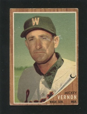 #152 MICKEY VERNON, Senators (Green Tint) - 1962 Topps: VG, 1/4" crease 169001e - Image 1 of 3