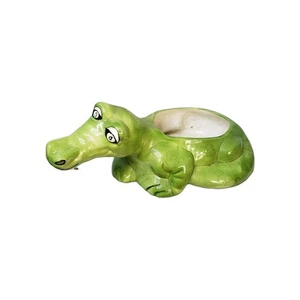 Vintage Alligator Planter Green Ceramic 8.5” Whimsical Design - Picture 1 of 8