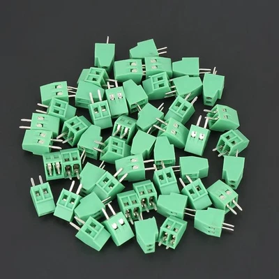 50x 2 Pin 2.54mm Pitch Green PCB Screw Terminal Block Connector♡ - Image 1 of 4