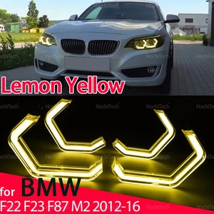 Lemon Yellow CSL Style LED Angel Eyes for BMW 2 Series F22 F23 F87 M2 2012-2016  - Picture 1 of 20