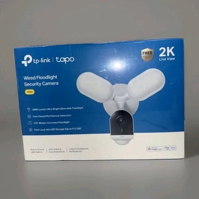 TP-Link Tapo 2K QHD Floodlight Camera Outdoor Surveillance Security Wired TC53 - Image 1 of 4