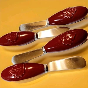 4 Ceramic Stainless Steel Harry & David Cheese Spreader Knives Charcuterie - Picture 1 of 5