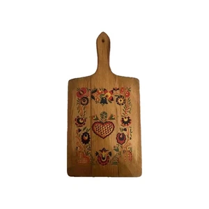 Vintage Hand Painted Wooden Decorative Cutting Board Wall Hanging Folk Art 14x7 - Picture 1 of 2
