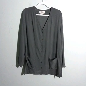 Top tunica vintage 100% seta taglia 12 grande, blusa grigia relaxed Lagenloon ottime condizioni - Foto 1 di 12