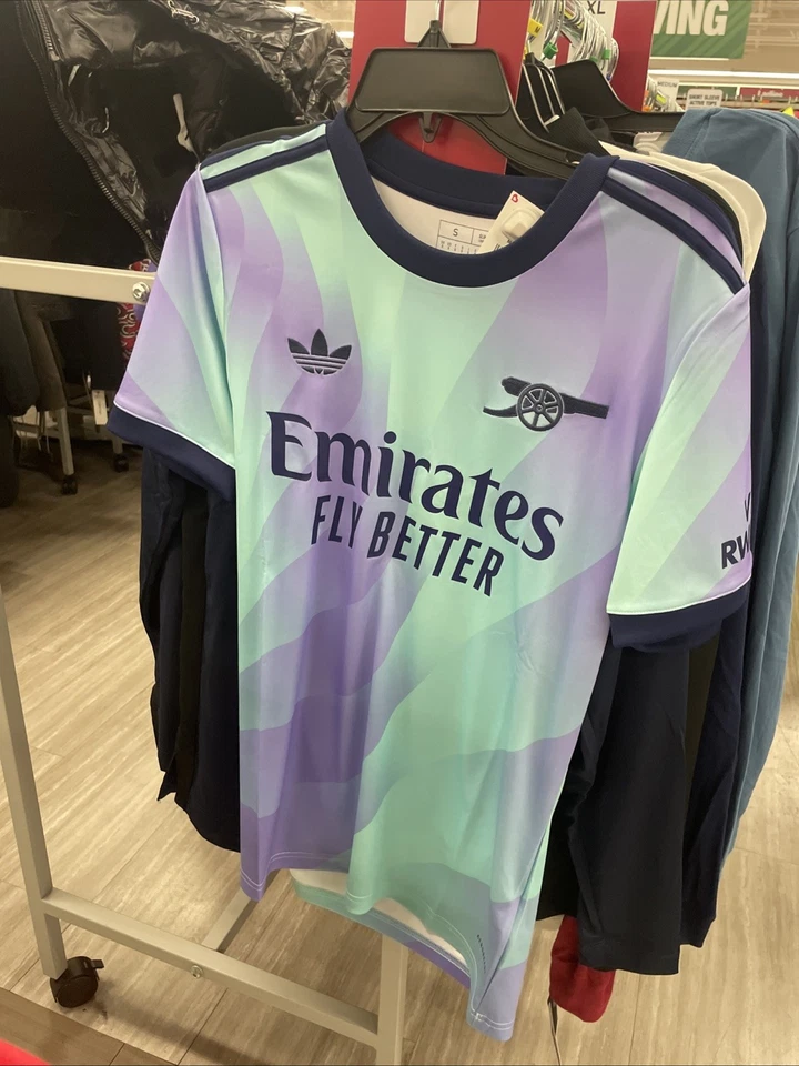Camiseta deportiva Adidas Arsenal 24/25 Aqua/Púrpura/Azul marino para hombre talla pequeña tercera IZ0114 Foto 1 de 2