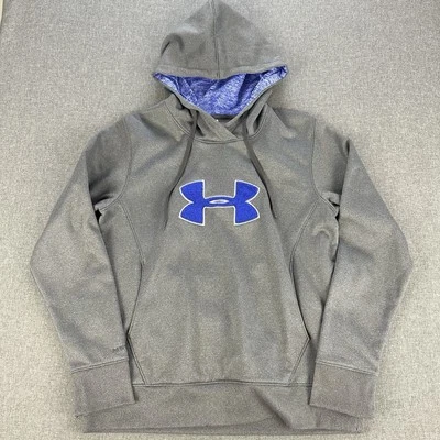 Sudadera con Capucha Under Armour Storm Para Mujer L Manga Larga Gris Azul Sudadera Logo Grande Foto 1 de 4