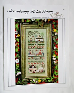 The Victoria Sampler Strawberry Fields Farm Sampler Counted Cross Stitch Pattern - Picture 1 of 4