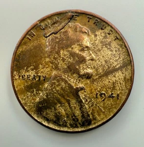 1941  Wheat 1C WILD Imp Alloy Mix Both Sides & Retained Lamination Error Obv - Picture 1 of 2