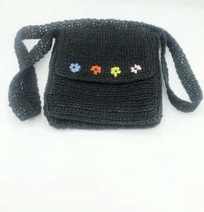 Unlisted Black Straw Daisies Handbag - Picture 1 of 7