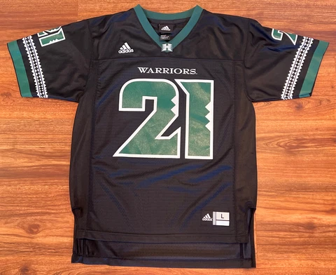 Adidas university Hawaii Rainbow Warriors blk green football JERSEY #21 Youth L Cover