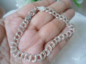 Sterling Silver - 8mm Double Link Curb CHARM Chain 7.2g - Bracelet (7.0") Unisex