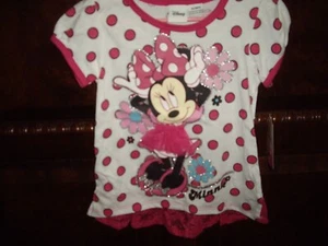 T25 Mädchen Größe 4T Disney Minnie Mouse Top Shirt Tüll & Spitze Akzent gepunktet - Bild 1 von 2
