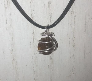 Handmade Natural Baltic Sea Foam Brown Amber Silver Wire Wrapped Pendant Reiki - Picture 1 of 2