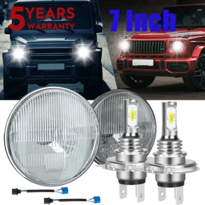 7 Inch LED GLASS Headlight Round Pair For Jeep Liberty 2003-2007 2.4L 2.8L 3.7L - Picture 1 of 18