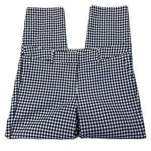 Halogen Womens Crop Ankle Pants Sz 10 (34x26) Stretch Dress Casual Gingham Blue - Picture 1 of 14