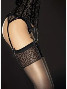 Fiore ANTERA 20DEN Leopard Patterned Top Stockings Sensual Collection Made in EU - Picture 1 of 2