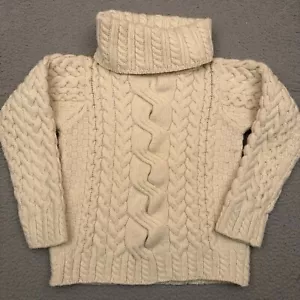 Suéter tejido con cable de lana merino artesanal Inis para mujer pequeño grueso hecho en Irlanda - Imagen 1 de 5