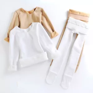 Kids Girls Fleece Lined Underwear Set Thermal Toddler Base Layer Dancing Ballet - Picture 1 of 13