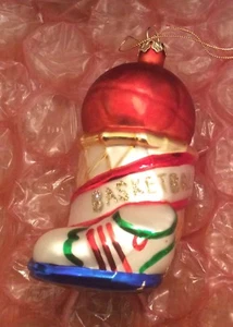 Vintage Christmas Tree Ornament Blown Glass Basketball Sneakers Hoop Basket Ball - Picture 1 of 4