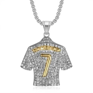 2024 CHRISTIANO RONALDO #7 Necklace Soccer/Football Gold Jersey Pendant Jewelry - Picture 1 of 10