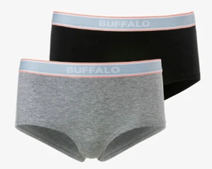 NEU 2 STÜCK HIPSTER PANTY SPORTIV GR. 36-50 BUFFALO schwarz + grau *93658056 - Picture 1 of 10