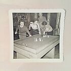 Vintage 1965 B&W Photograph Snooker Table Ladies Night Group Pine Bar Interior