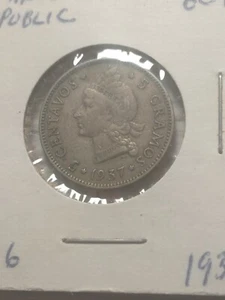 ~1937 DOMINICAN REPUBLIC Five 5  CENTAVOS 5 Gramos - Picture 1 of 4
