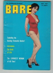 BARE VOL.7 #10-OCT.1957-MASOCHISM-BURLESQUE-RARE MENS MAG-VG - Picture 1 of 2