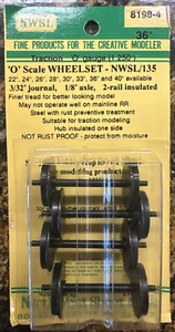 NorthWest Short Line O Scale #8198-4 36" Wheelsets (4 Axles) 1/8" Axle 1:48 NIP! - Picture 1 of 5
