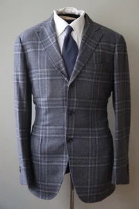 Ring Jacket Japan Custom Gray Tartan Plaid Navy Blue Patch Pocket Unstructured* - Bild 1 von 12