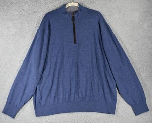 Orvis Quarter Zip Sweater Mens XXL Long Sleeve Blue Merino Wool - Picture 1 of 12