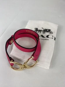 Coach Twin Charm Double Wrap Signature Bracelet Pink Leather 99792 J1 - Picture 1 of 12