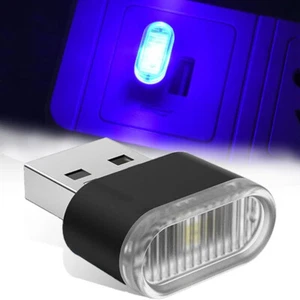 1x Mini Car Interior USB LED Neon Light Atmosphere Ambient Bulb Blue Accessories - Picture 1 of 16