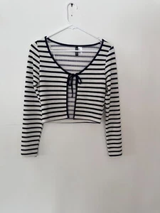 H&M Tie Front Striped Cardigan Size S - Picture 1 of 3
