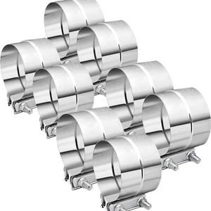 8PCS 4 inch lap Joint Exhaust Band Clamp Muffler Coupler Stainless Steel T304 - Picture 1 of 7